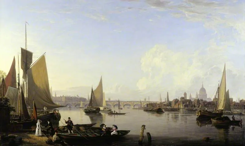 Waterloo Bridge And The Lambeth Waterfront From Westminster Stairs, London — Charles Deane