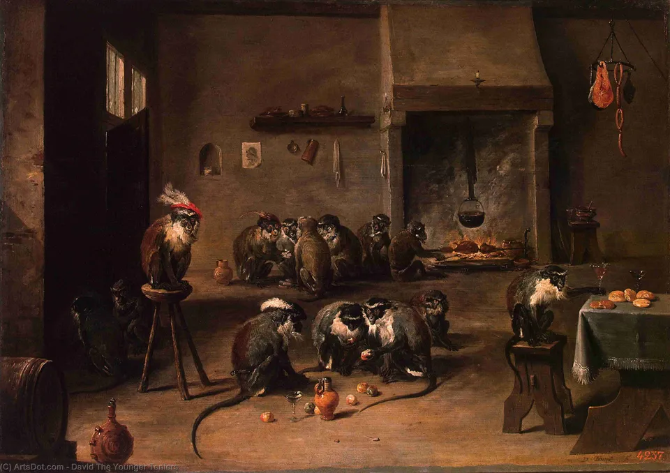 Apes In The Kitchen — David Teniers Der Jüngere