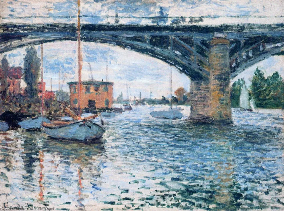The Bridge At Argenteuil, Grey Weather — Claude Monet
