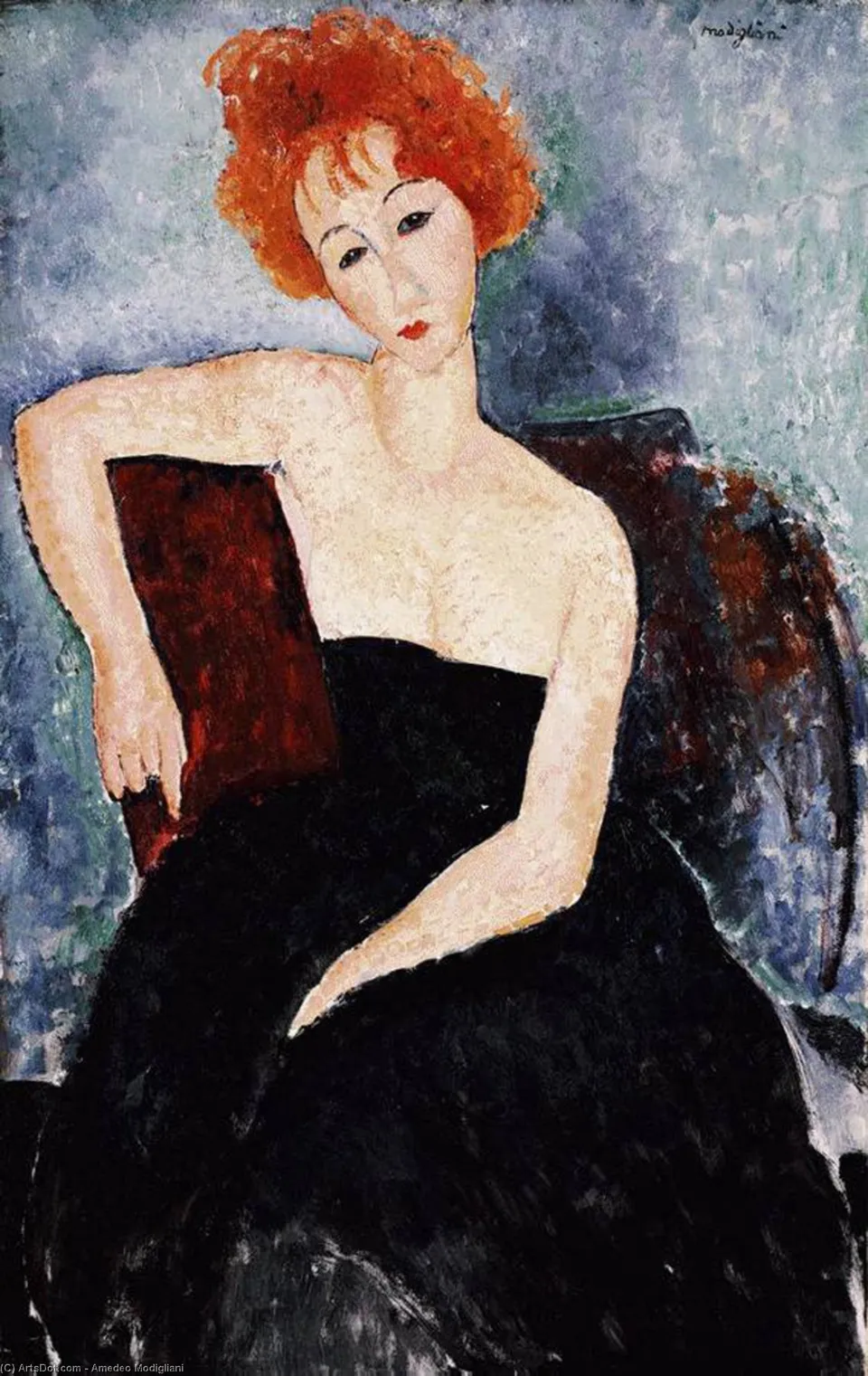 Chica De Cabello Rojo Con Vestido De Noche — Amedeo Modigliani