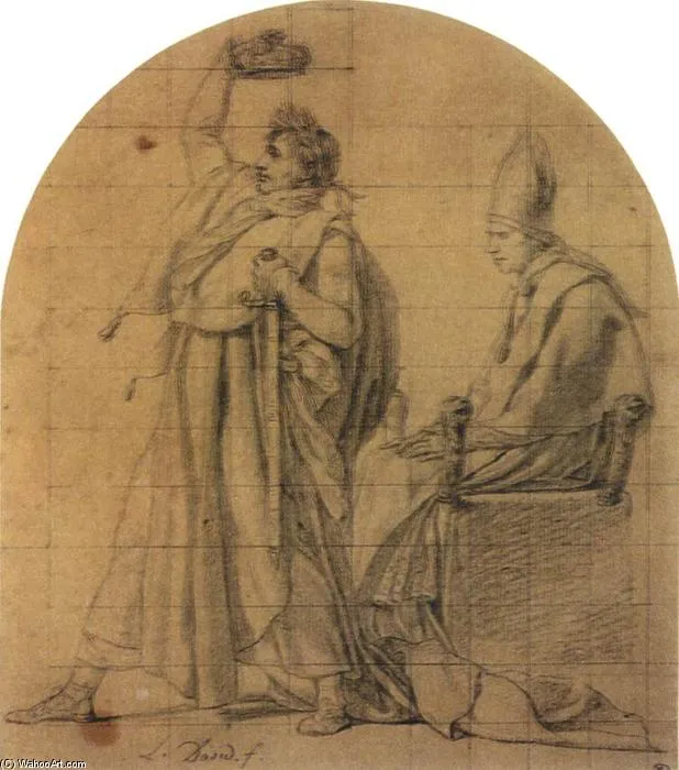 Napoleon Hält Josefinens Krone — Jacques-louis David