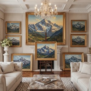 Majestic Peaks: Curating Exquisite Mountain Oil Paintings & Masterpiece Reproductions for Luxury Interiors