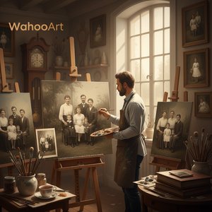 Capture Eternal Memories: Bespoke Oil Family Portraits with Free Up to 3 Faces at OriginalUniqueArt