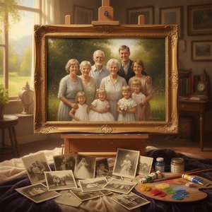 Composing Legacy: Transform Cherished Photos into Timeless Oil Paintings