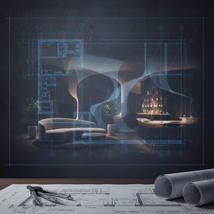Form Follows Function: Elevating Hotel Interiors with Bespoke Technical Blueprint Art