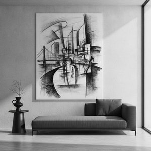 Monochrome Edge: Elevating Modern Spaces with High-Impact Charcoal Sketches
