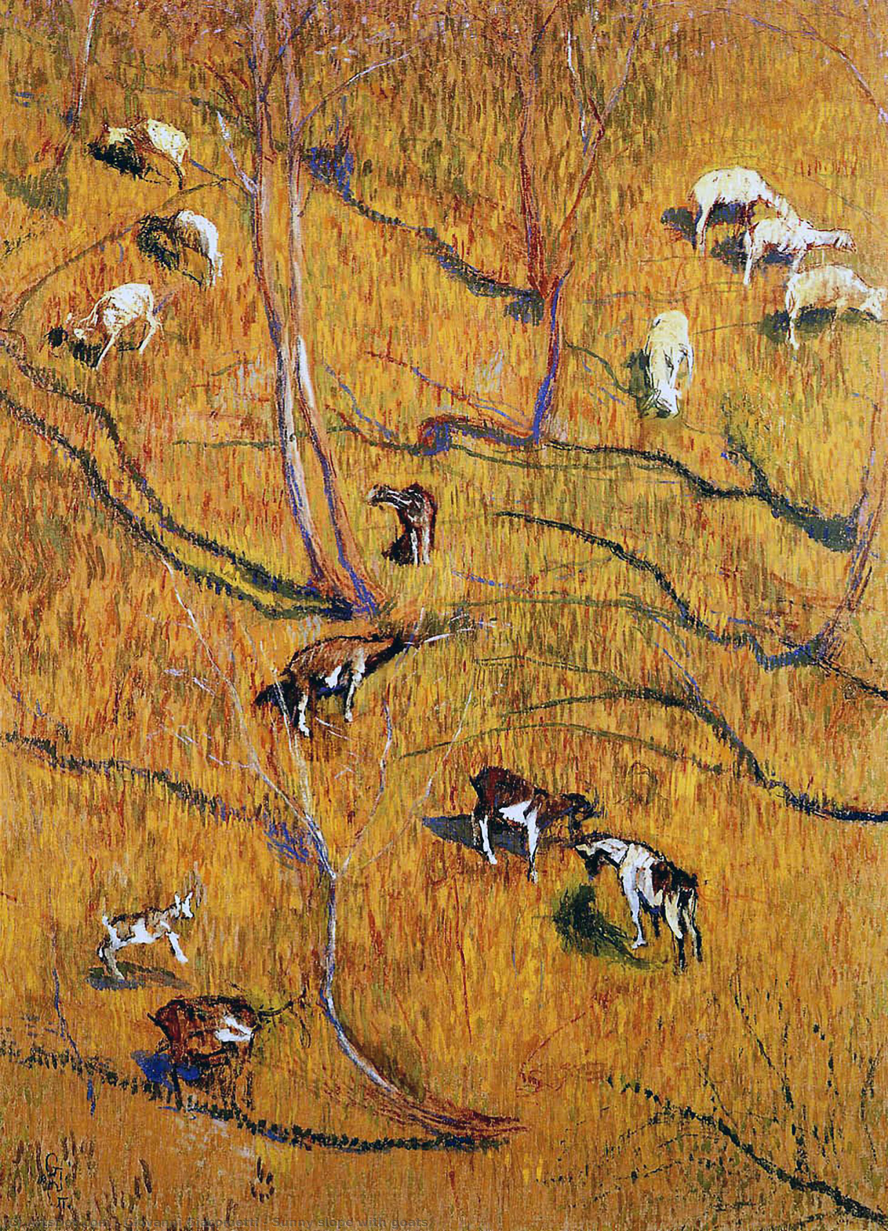Sunny Slope With Goats — Giovanni Giacometti