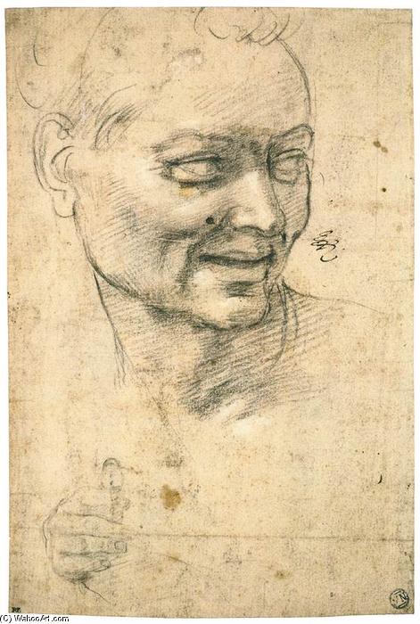 Studie Hlavy Usměvavého Mladíka (recto) — Michelangelo Buonarroti
