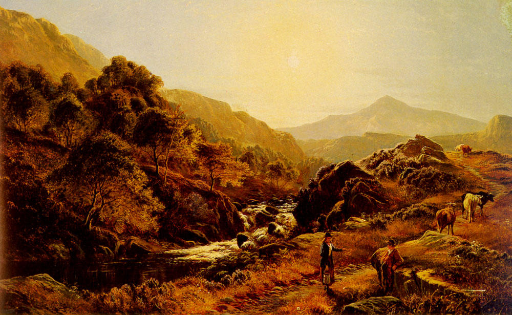 Figures On A Path By A Rocky Stream — Sidney Richard Percy