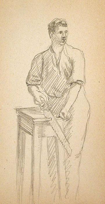 Man Sawing Table — John Ottis Adams