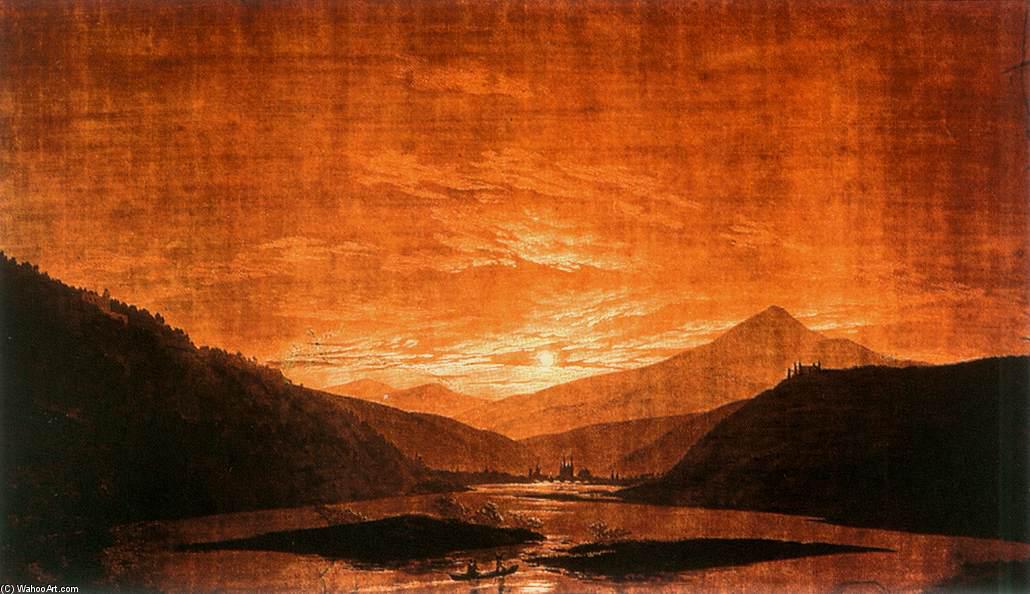 Paesaggio Fluviale Notturno — Caspar David Friedrich