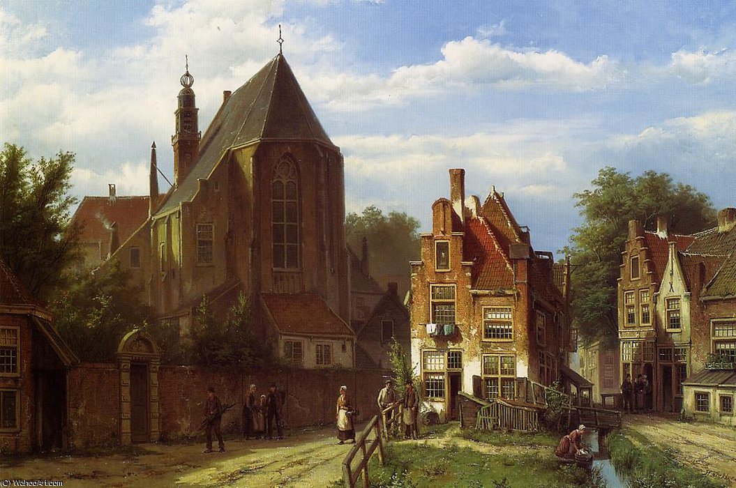 Figures In A Dutch Town — Willem Koekkoek