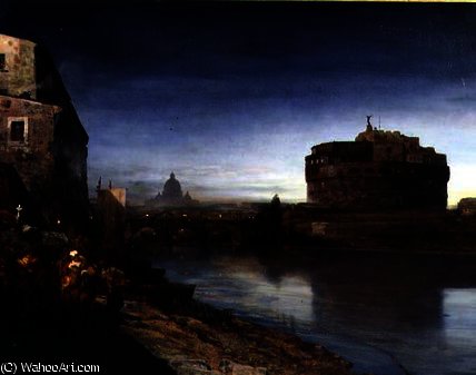 Castel Sant' Angelo At Dusk — Oswaldas Achenbachas