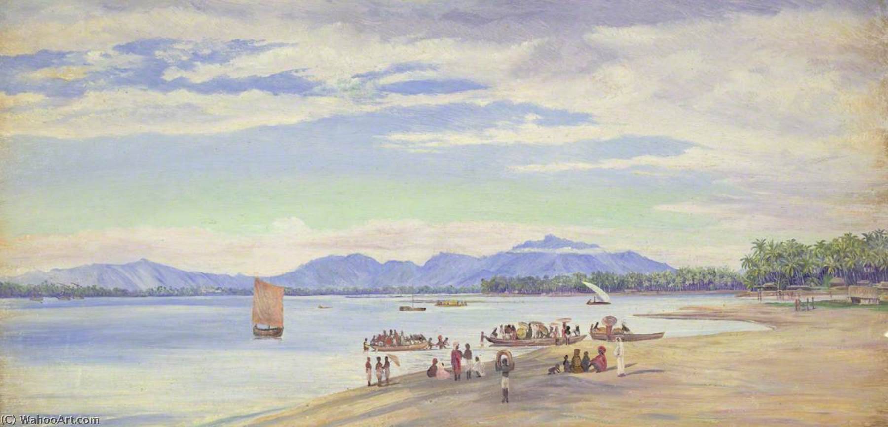 Beypore, Indien von Marianne North, Öl auf Leinen, handgemalt