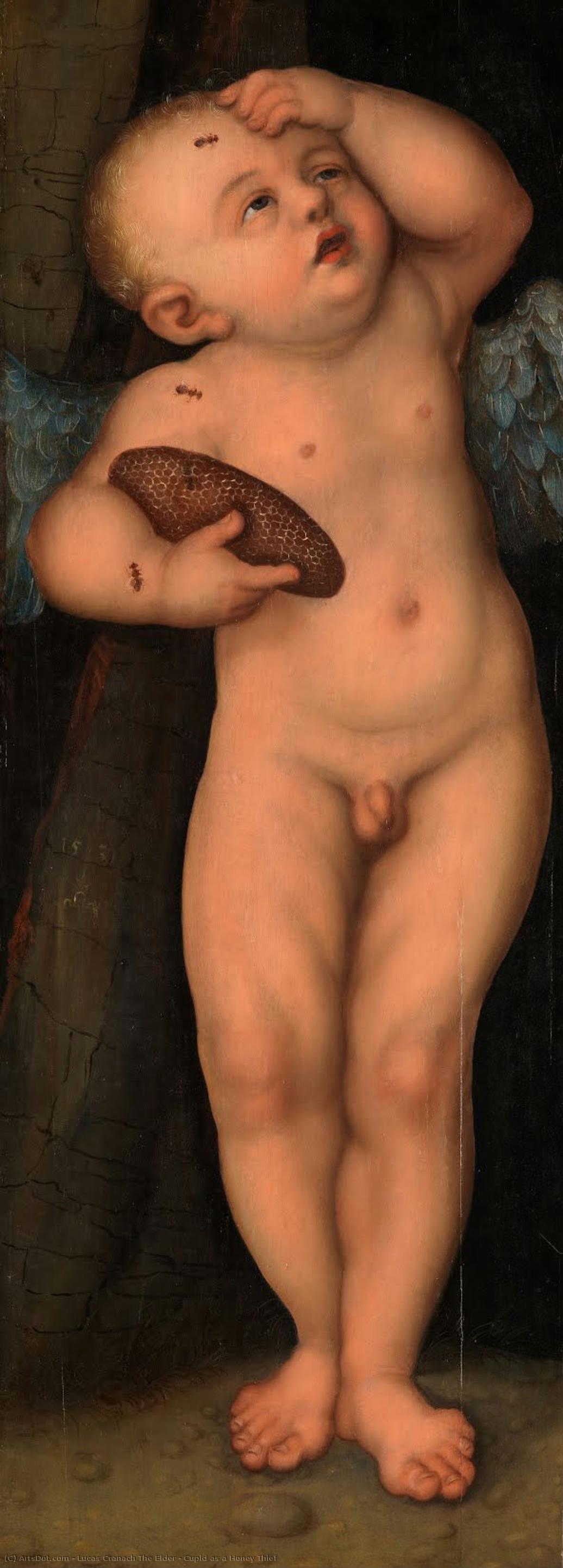Amor als Honigdieb by Lucas Cranach der Ältere, oil on linen painted by hand