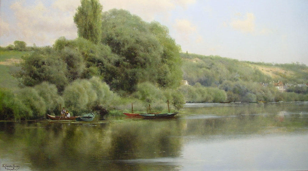Calm Waters at Chaponval od Emilio Sánchez Perrier, olej na plátně, ručně malováno