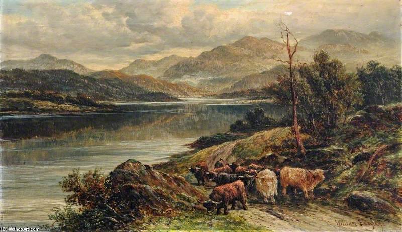 Loch With Highland Cattle — William Langley