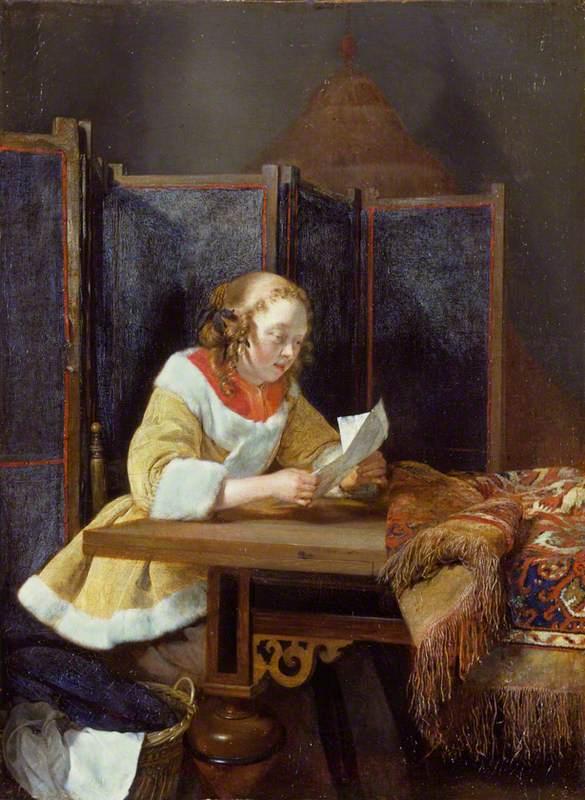 A Lady Reading A Letter — Gerard Ter Borch Il Giovane