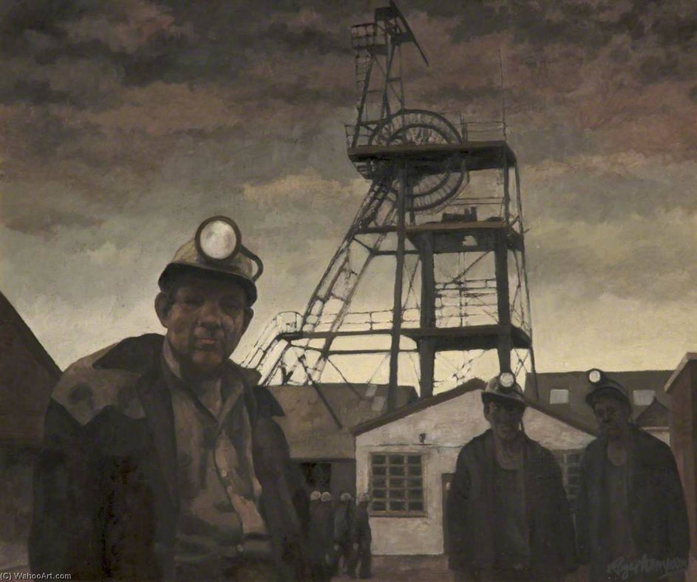Hapton Valley Colliery I by Roger Hampson, oil on linen painted by hand