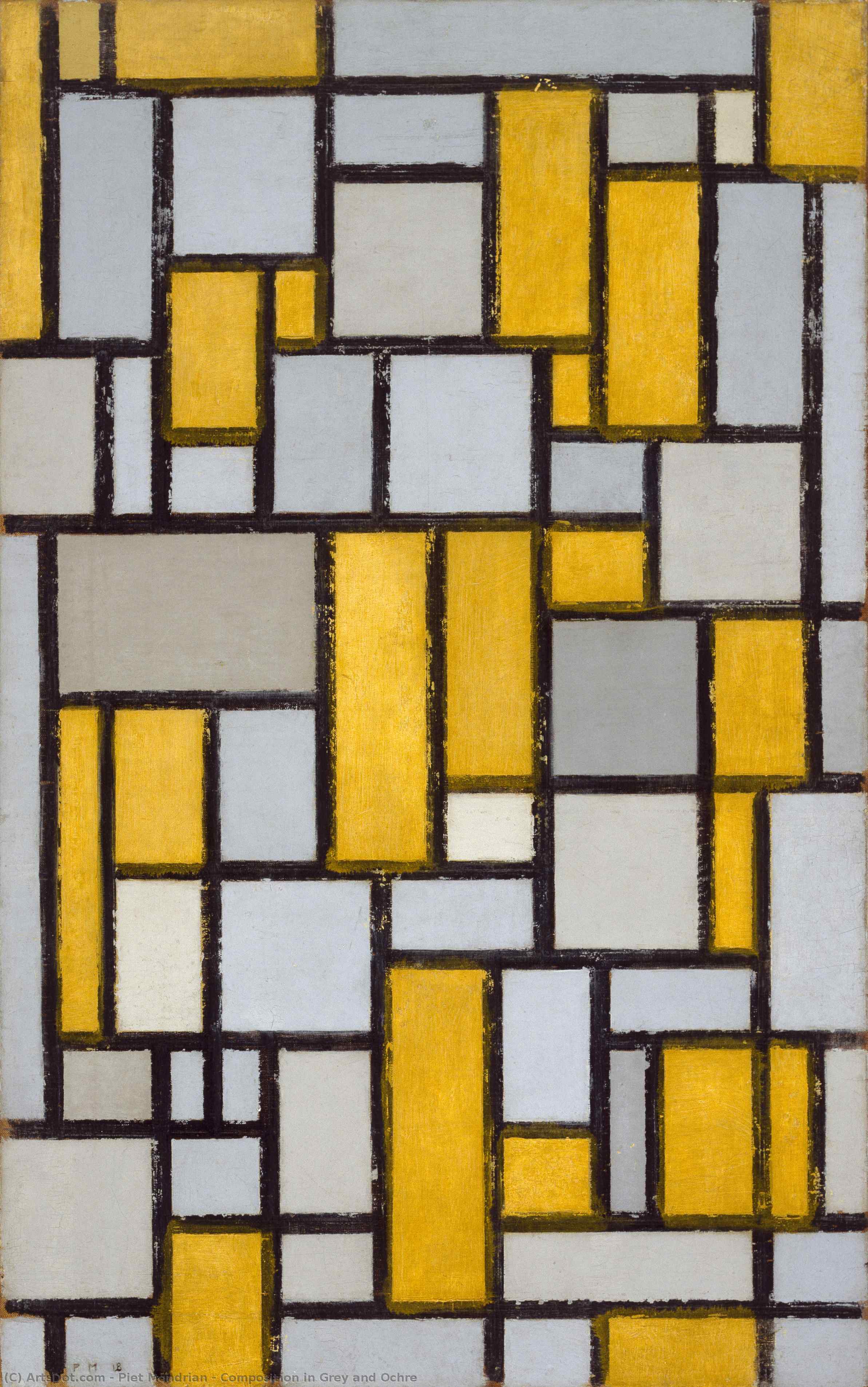 Composition In Grey And Ochre — Piet Mondrian