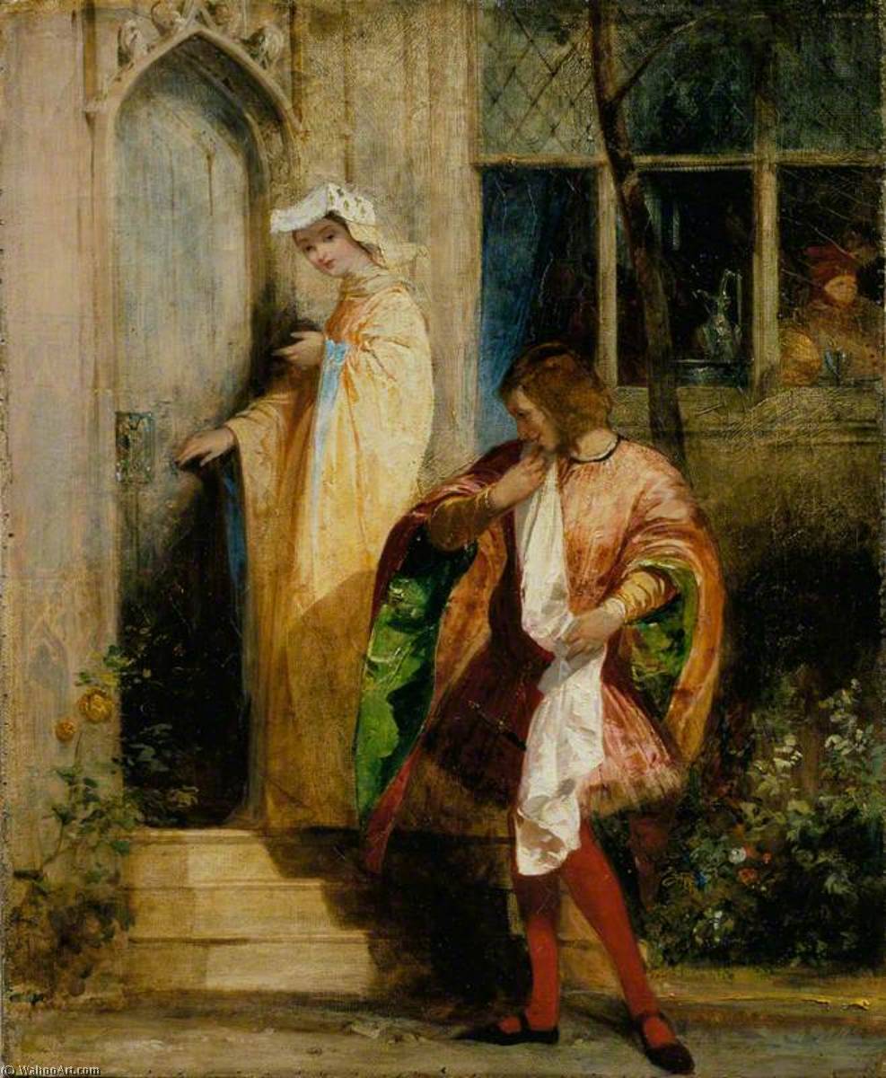 Anne Page e Slender di Richard Parkes Bonington, olio su lino dipinto a mano