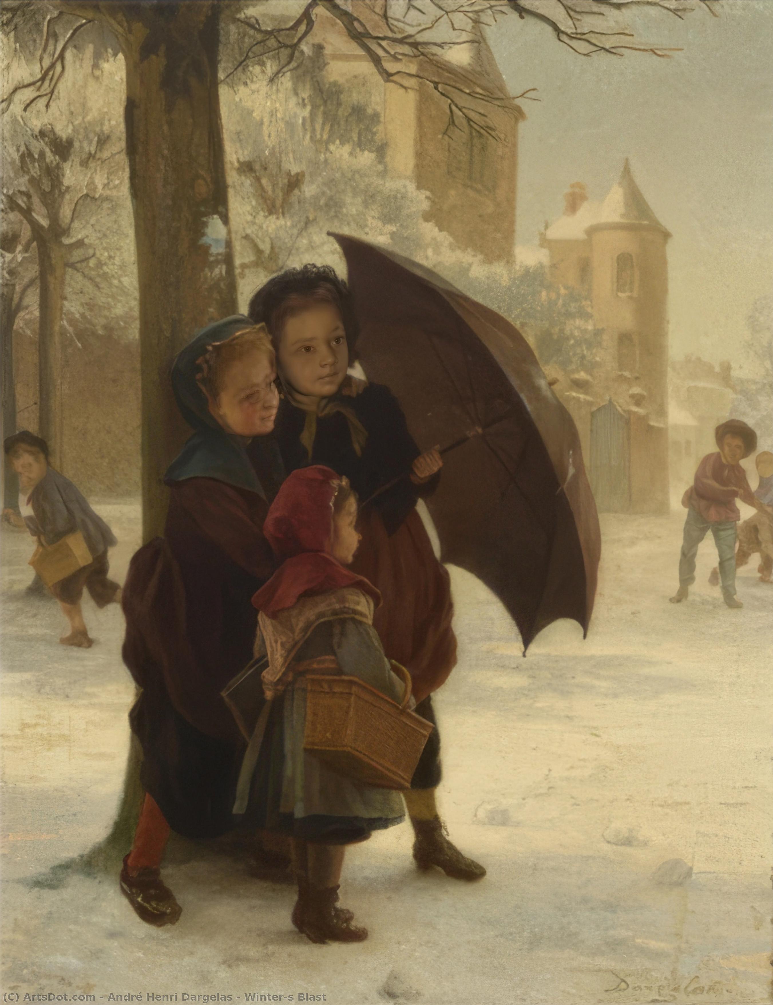 Winter's Blast od André Henri Dargelas, olej na plátně, ručně malováno