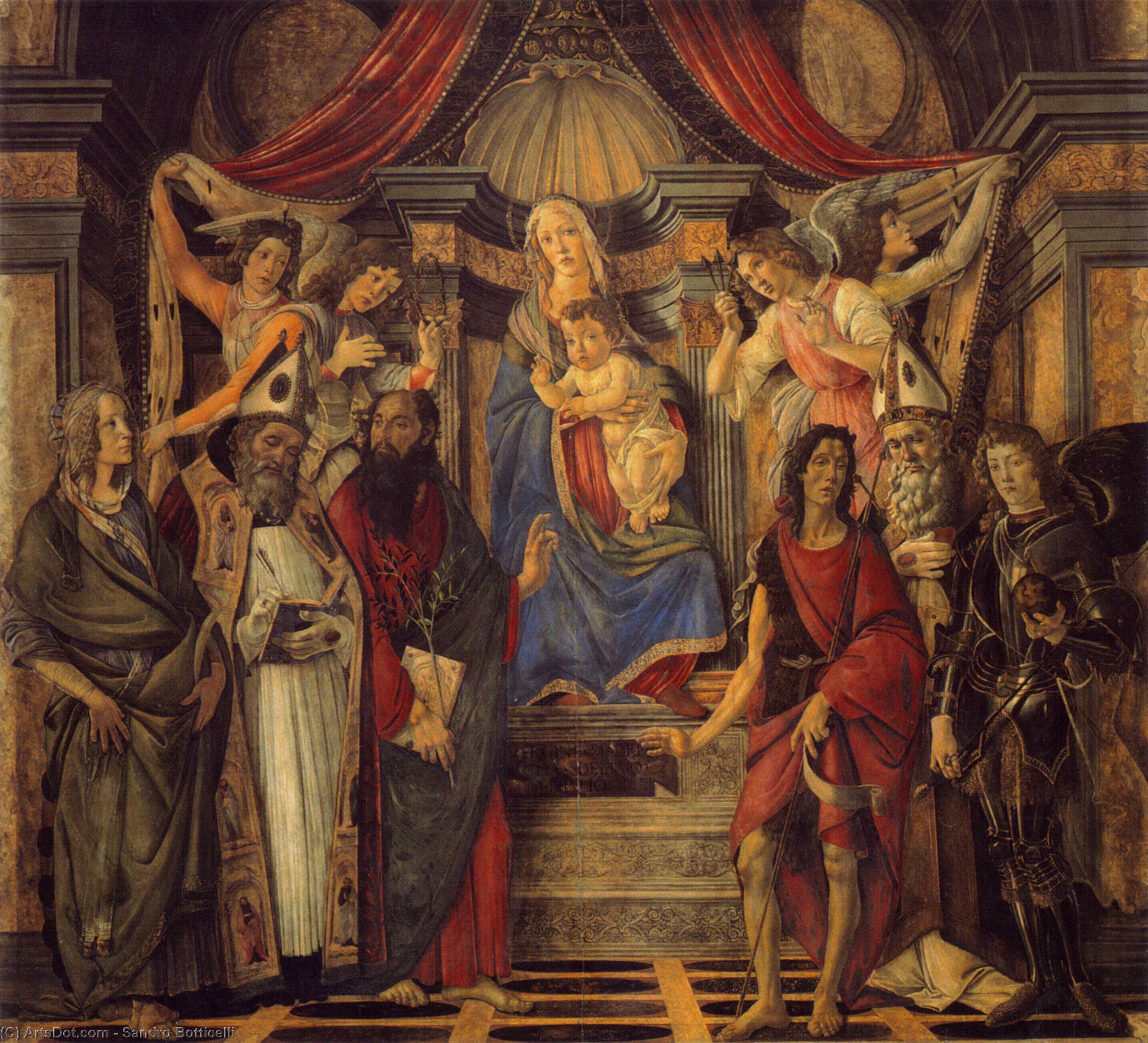 La Vergine E Il Bambino Con Quattro Angeli E Sei Santi (pala Di San Barnaba) — Sandro Botticelli