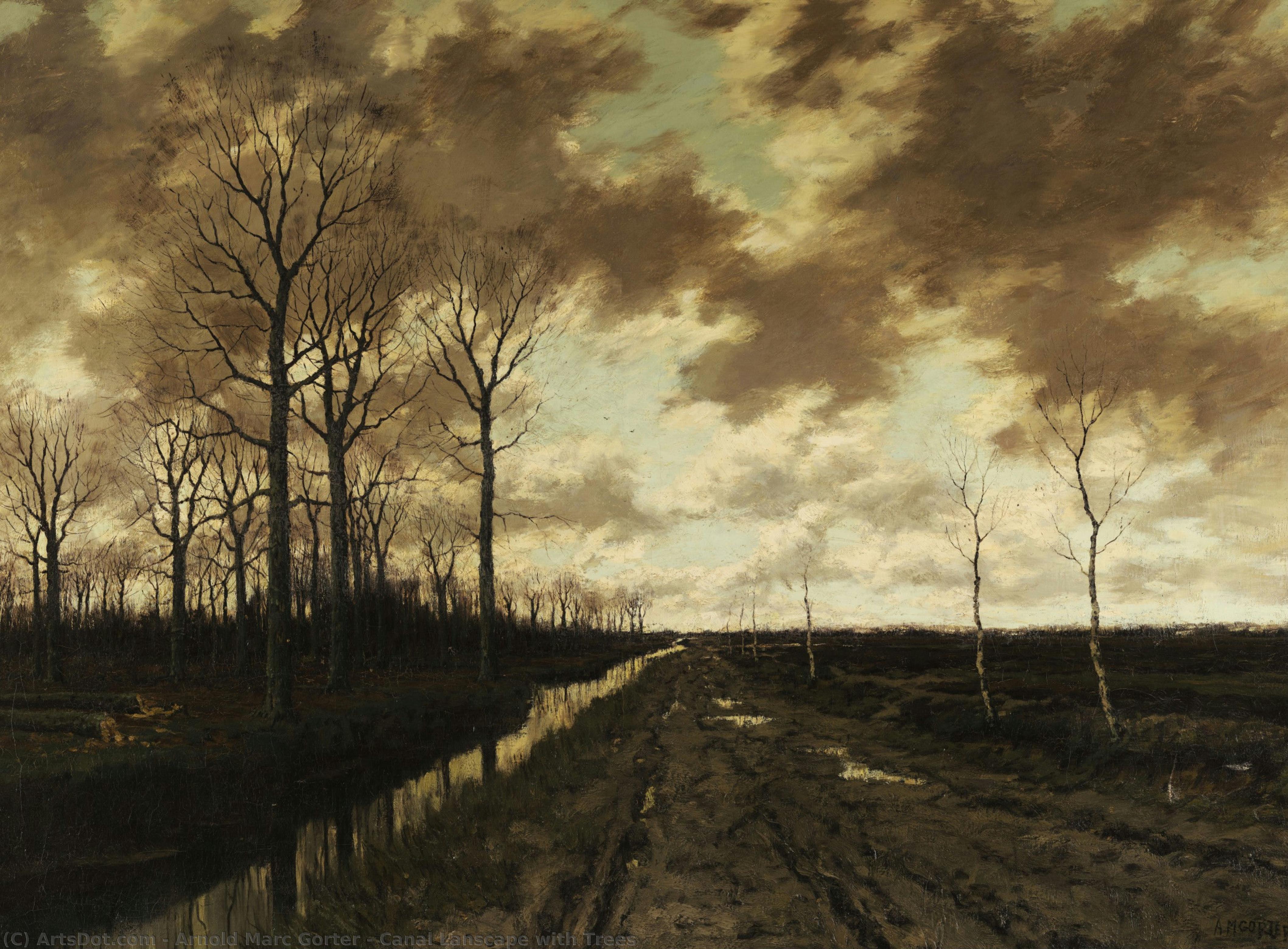 Canal Lanscape With Trees — Arnold Marc Gorter