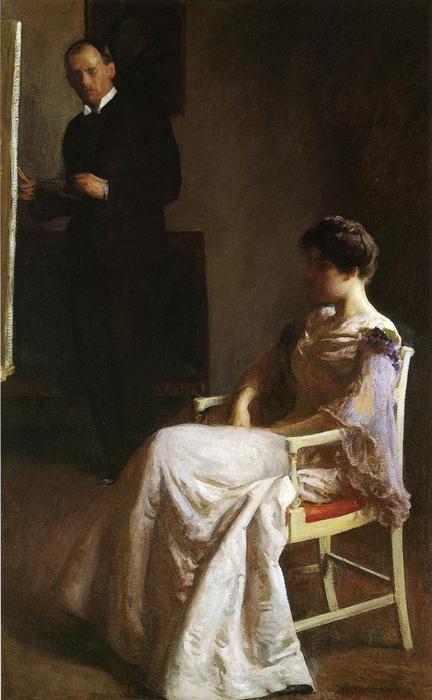 In The Studio by Joseph Rodefer DeCamp, oil on linen painted by hand