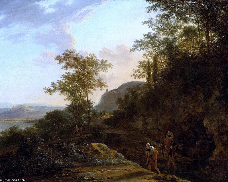 Italianate Landscape With A Mountain Path And Ford — Jan Both