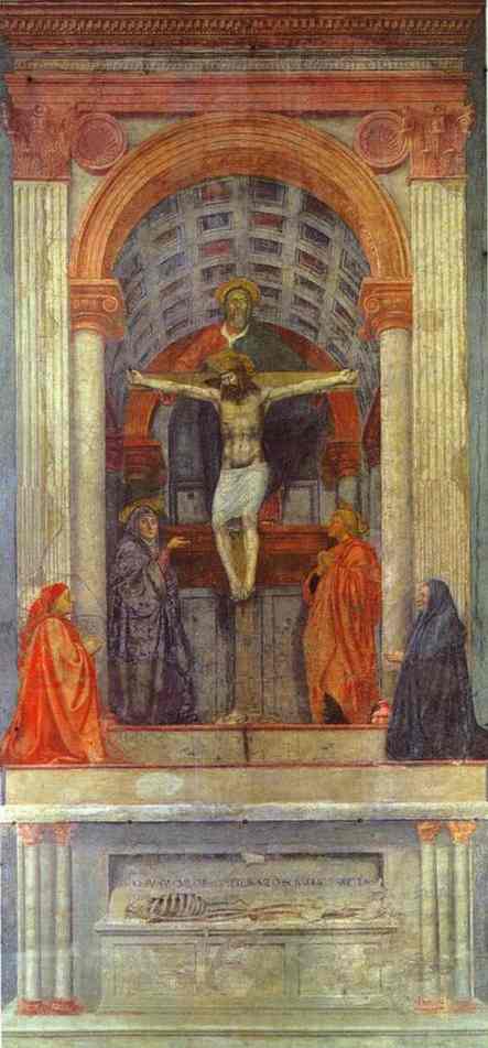 The Holy Trinity With The Virgin, St. John And Two Donors — Masaccio