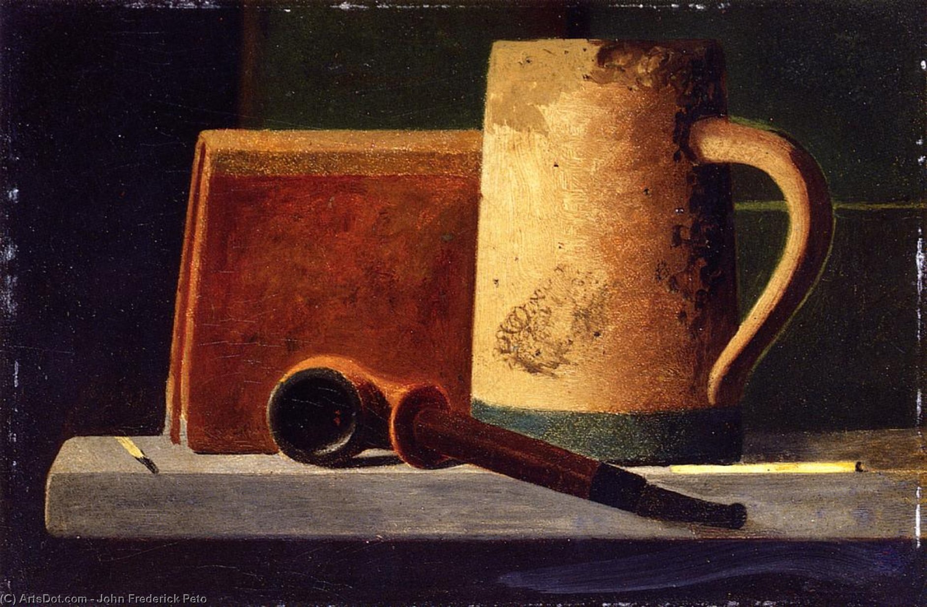 Mug, Pipe And Book In Window Ledge — John Frederick Peto