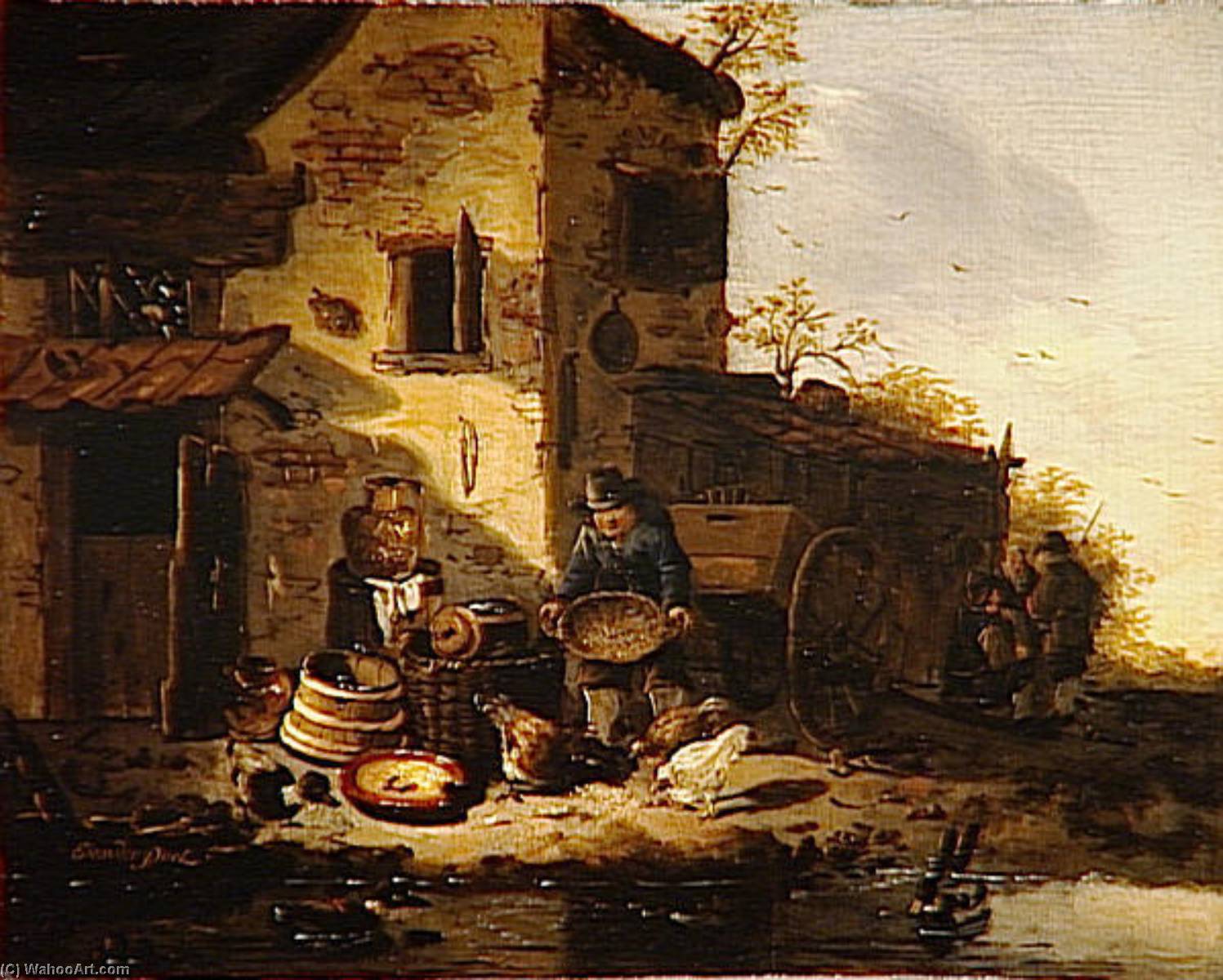 Bauer, Der Hühner Füttert — Egbert Van Der Poel
