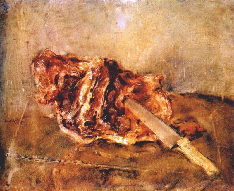 Meat by Vladimir Tatlin, oil on linen painted by hand