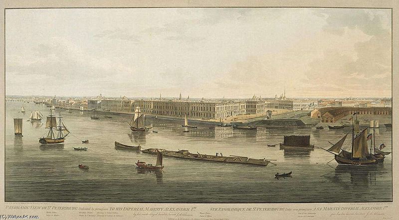 Spb Panoramic View On Winter Palace — John Augustus Atkinson