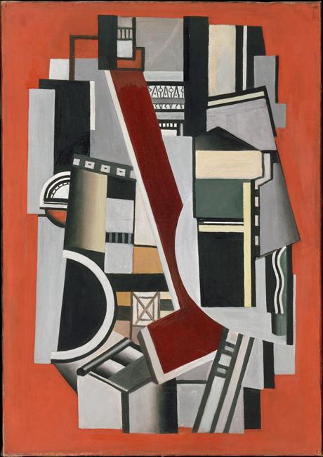 Mechanical Elements On Red Background — Fernand Léger