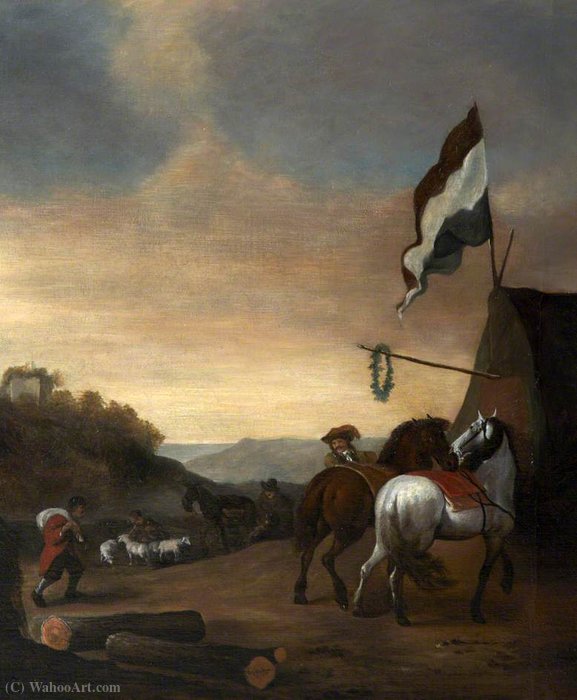 Cavalier Changing Horses — Allaert Van Everdingen