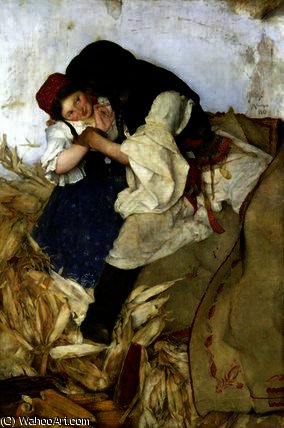 Husking Corn — Simon Hollósy