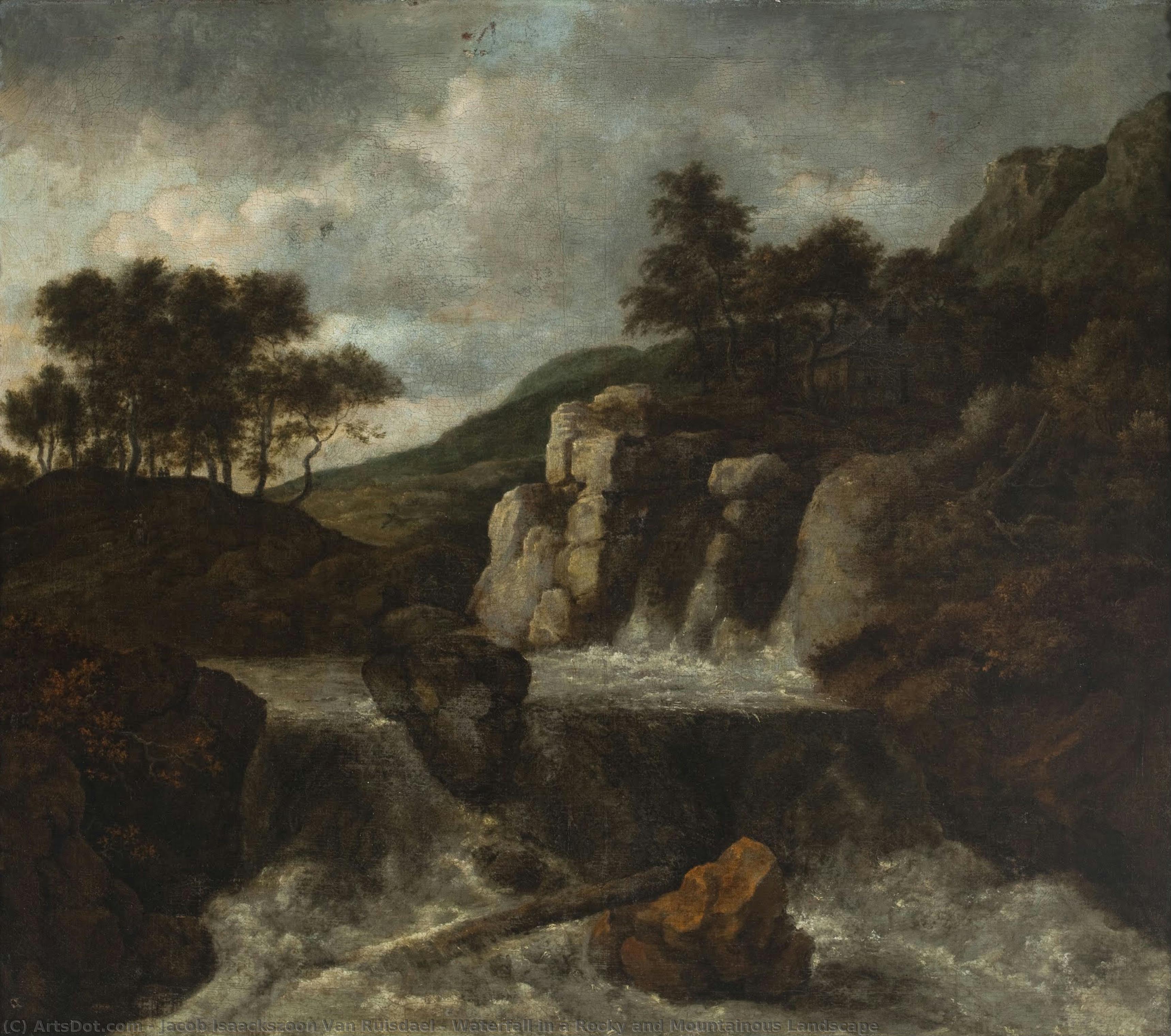 Waterfall In A Rocky And Mountainous Landscape — Jacob Isaackszoon Van Ruisdael