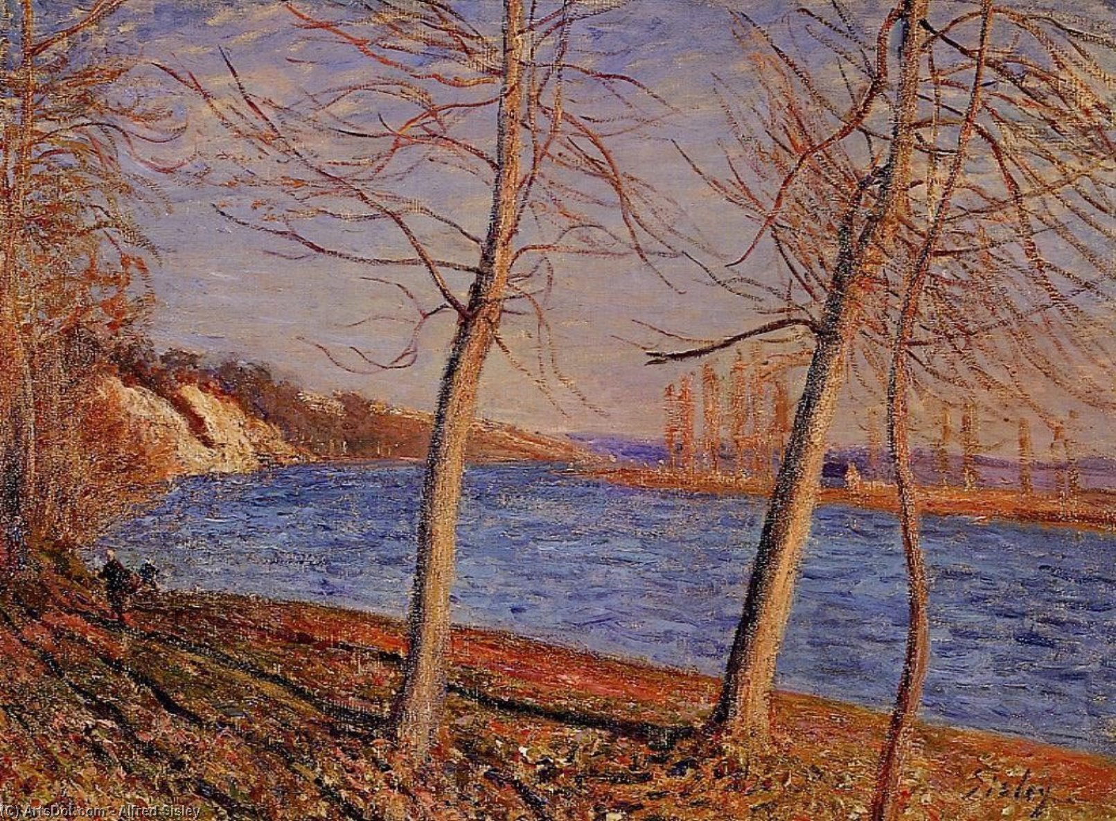 Riverbank At Veneux — Alfred Sisley