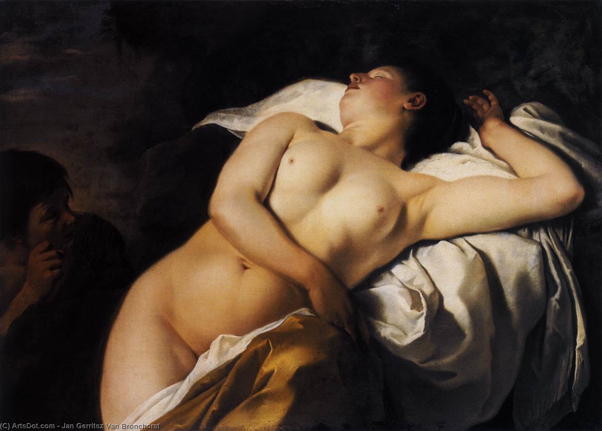 Sleeping Nymph and Shepherd od Jan Gerritsz Van Bronchorst, olej na plátně, ručně malováno
