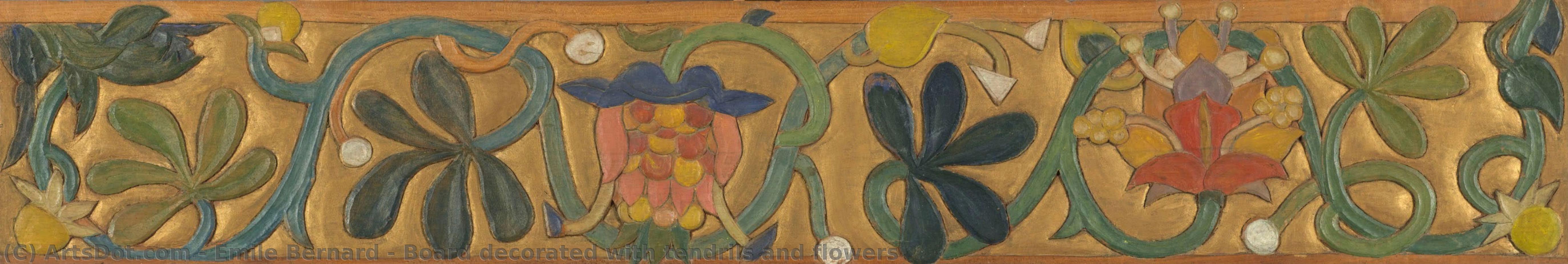 Board Decorated With Tendrils And Flowers — إميل برنار
