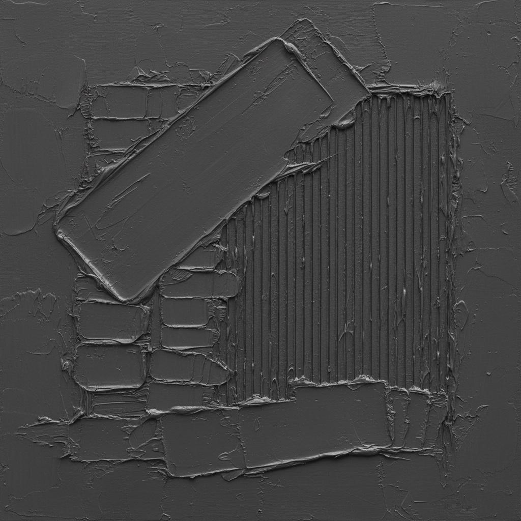 Monolithic Shadows: A Singular Study Of Fragmented Slate And Rhythmic Charcoal Relief — David Moreau