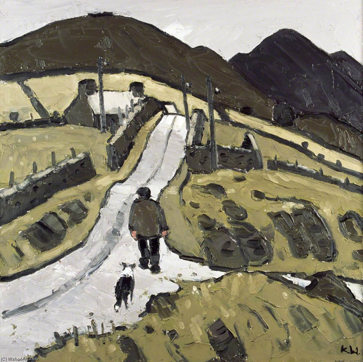 Farmer With Following Dog — Kyffin Williams