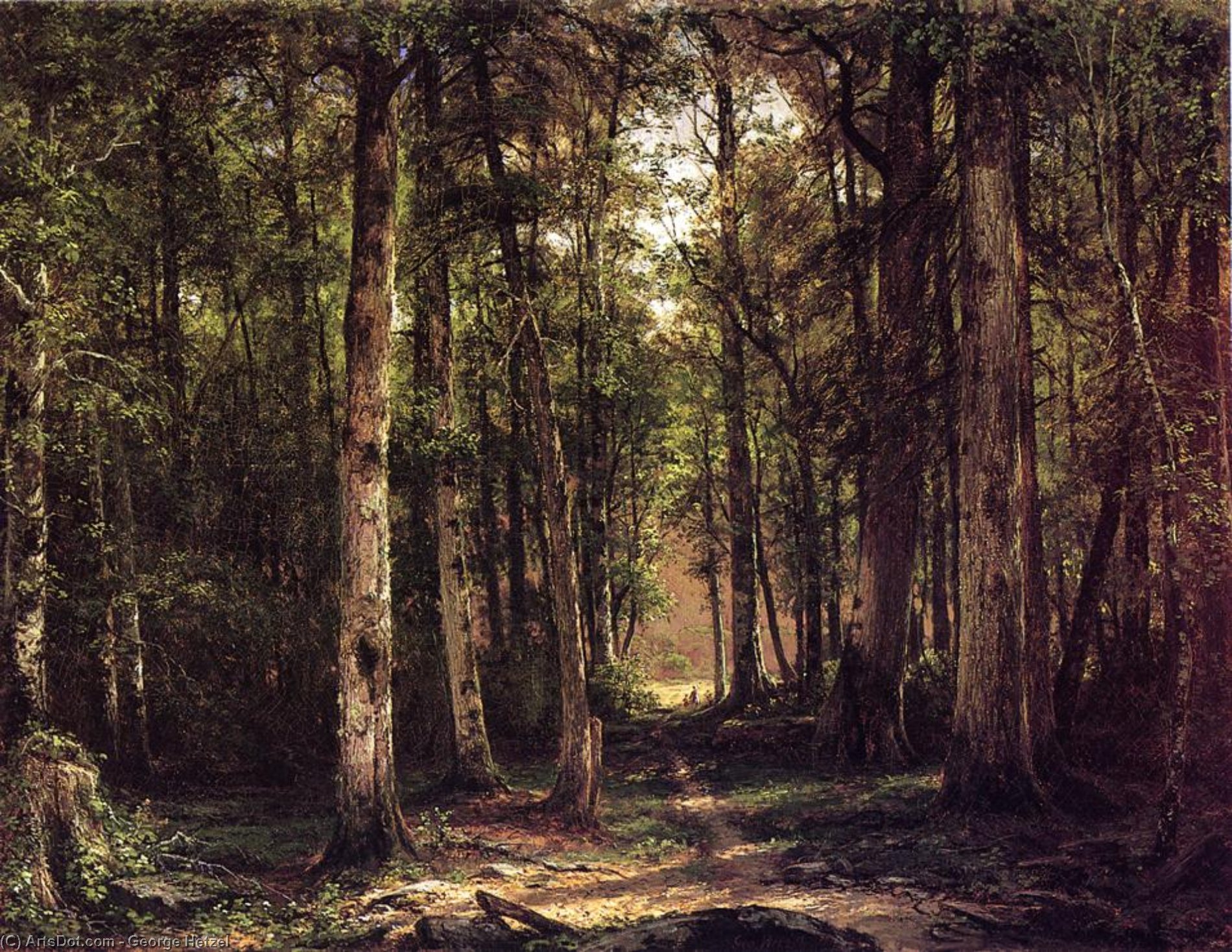 Forest Scene With Mother And Child — George Hetzel