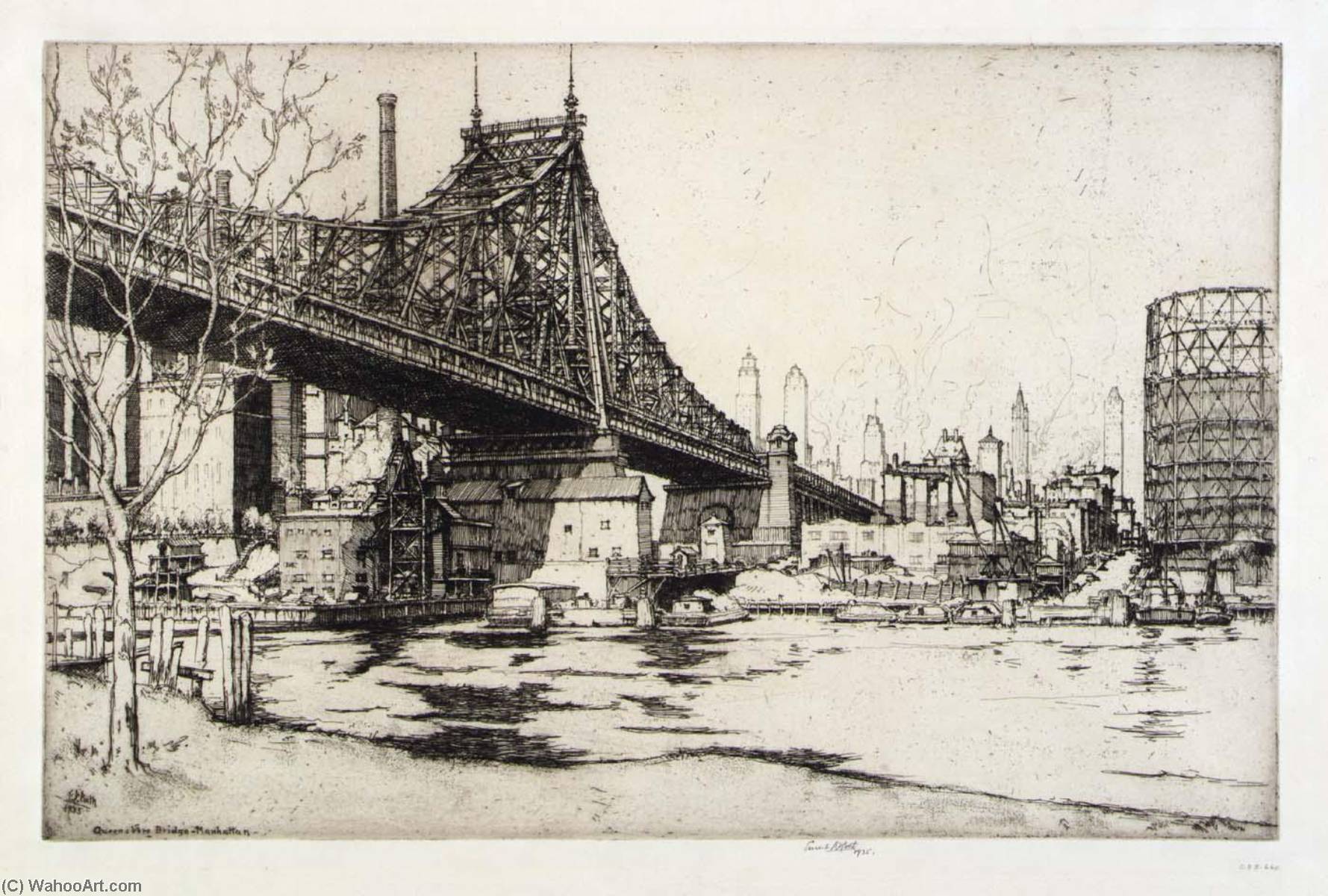 Queensboro Bridge, Manhattan autora Ernest D Roth, ulje na platnu, ručno oslikano
