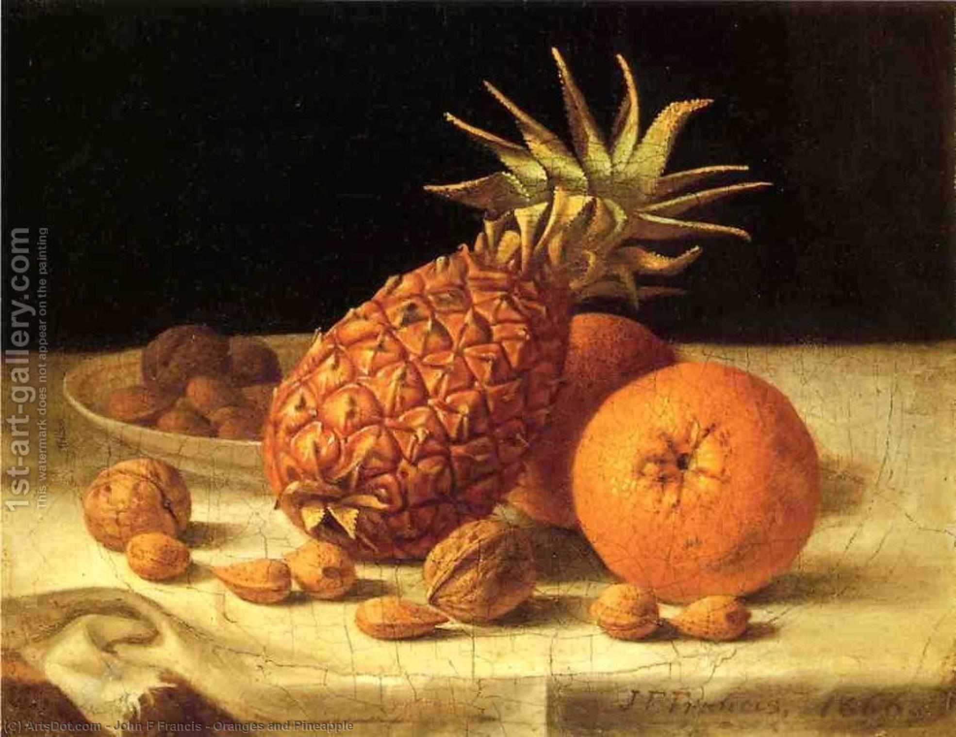 Oranges and Pineapple by Джон Ф. Френсіс, oil on linen painted by hand