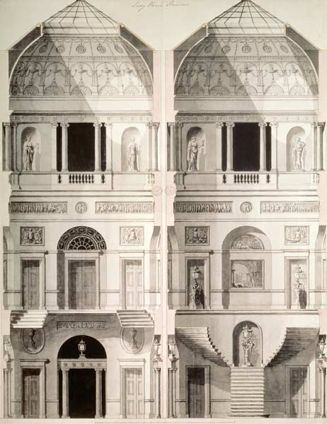 Portman Square, Home House by Robert Adam, oil on linen painted by hand