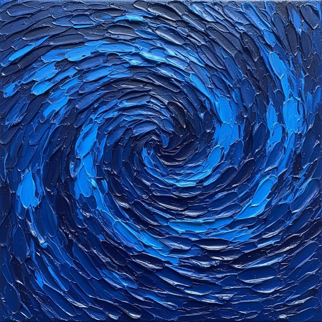 Cerulean Vortex: A Singular Study In Midnight Impasto And Rhythmic Motion — David Moreau