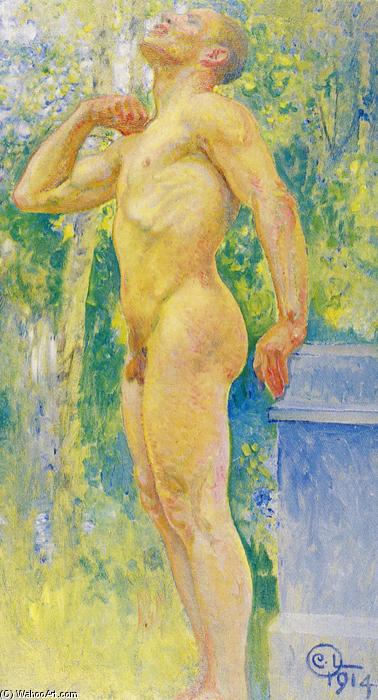 Midvinterblot, studie för kungen by Carl Larsson, oil on linen painted by hand